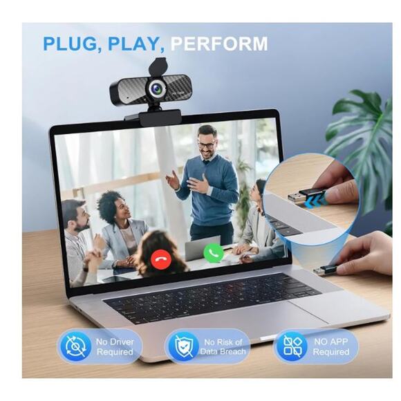 Webcam Full HD 1080P Built-in Microphone Universal Compatibility Zoom Teams - Picture 10 of 10